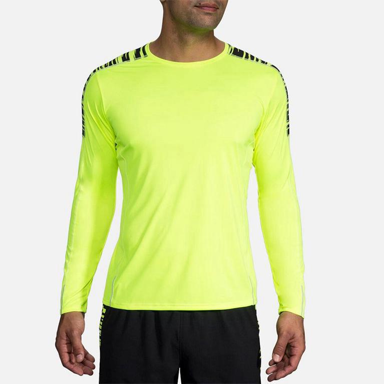 Brooks Nightlife Men's Long Sleeve Running Shirt - Yellow (43218-PRDE)